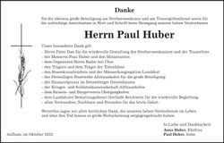 Traueranzeige Paul Huber