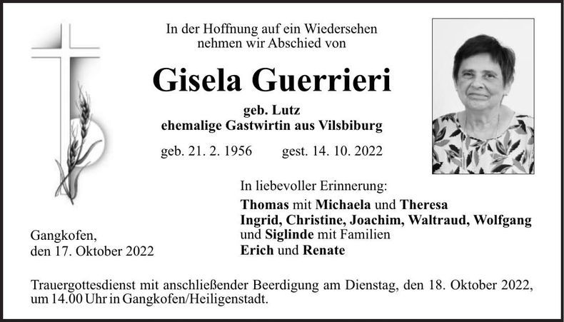 Traueranzeige Gisela Guerrieri