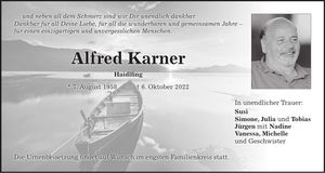 Traueranzeige Alfred Karner