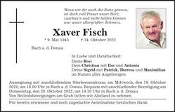 Traueranzeige Xaver Fisch
