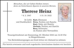 Traueranzeige Therese Heinz