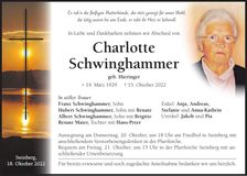 Traueranzeige Charlotte Schwinghammer