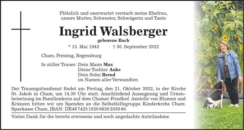 Traueranzeige Ingrid Walsberger