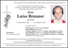 Traueranzeige Luise Brunner