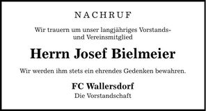 Traueranzeige Josef Bielmeier