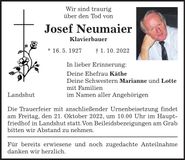 Traueranzeige Josef Neumaier