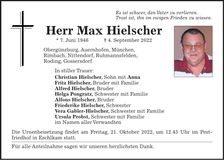 Traueranzeige Max Hielscher