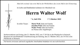 Traueranzeige Walter Wolf