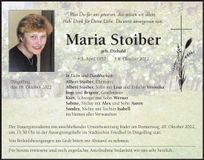 Traueranzeige Maria Stoiber