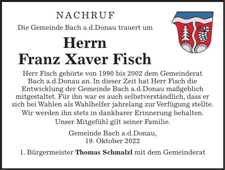 Traueranzeige Franz Xaver Fisch