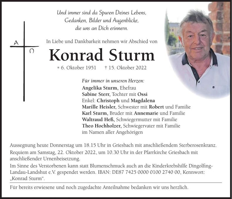 Traueranzeige Konrad Sturm