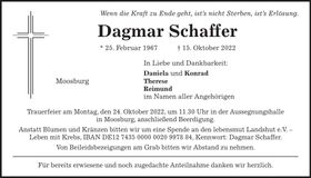 Traueranzeige Dagmar Schaffer