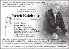Traueranzeige Erich Reichhart