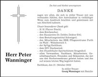 Traueranzeige Peter Wanninger