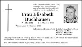 Traueranzeige Elisabeth Buchhauser