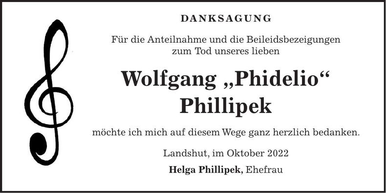 Traueranzeige Wolfgang Phillipek