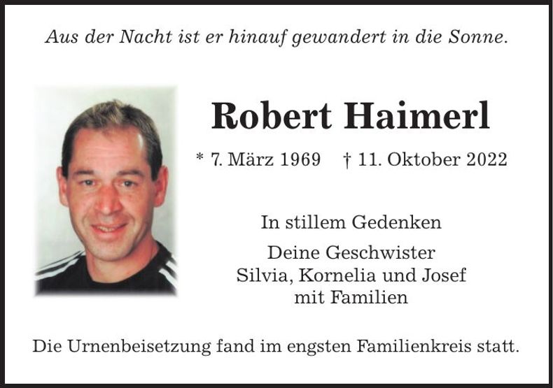 Traueranzeige Robert Haimerl