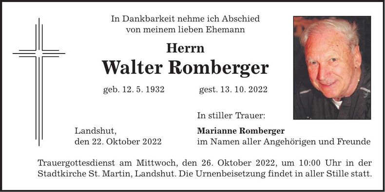 Traueranzeige Walter Romberger