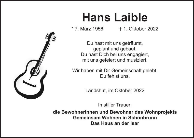 Traueranzeige Hans Laible