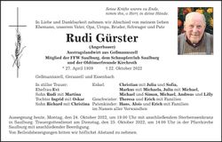 Traueranzeige Rudi Gürster