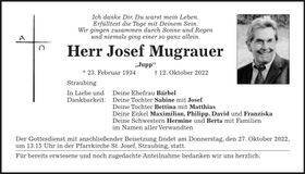 Traueranzeige Josef Mugrauer