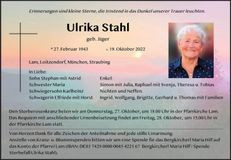 Traueranzeige Ulrike Stahl