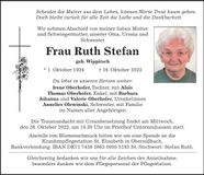 Traueranzeige Ruth Stefan