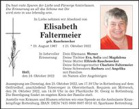 Traueranzeige Elisabeth Faltermeier