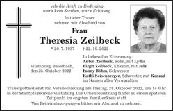 Traueranzeige Theresia Zeilbeck