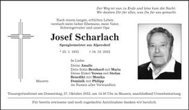 Traueranzeige Josef Scharlach