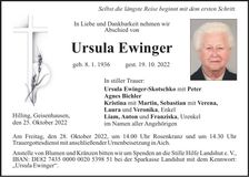 Traueranzeige Ursula Ewinger