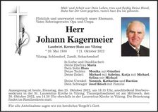 Traueranzeige Johann Kagermeier