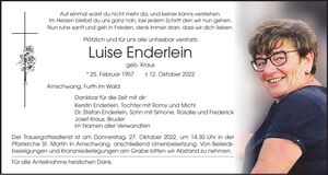 Traueranzeige Luise Enderlein