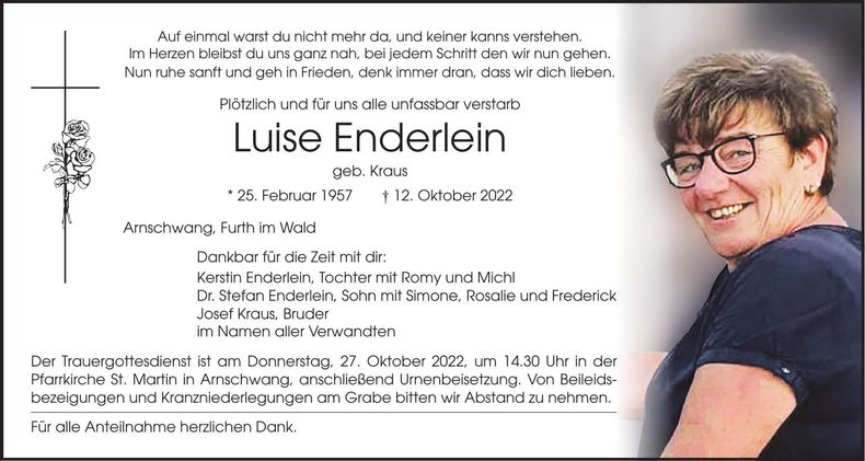 Traueranzeige Luise Enderlein