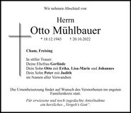 Traueranzeige Otto Mühlbauer