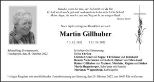 Traueranzeige Martin Gillhuber