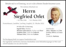 Traueranzeige Siegfried Orlet