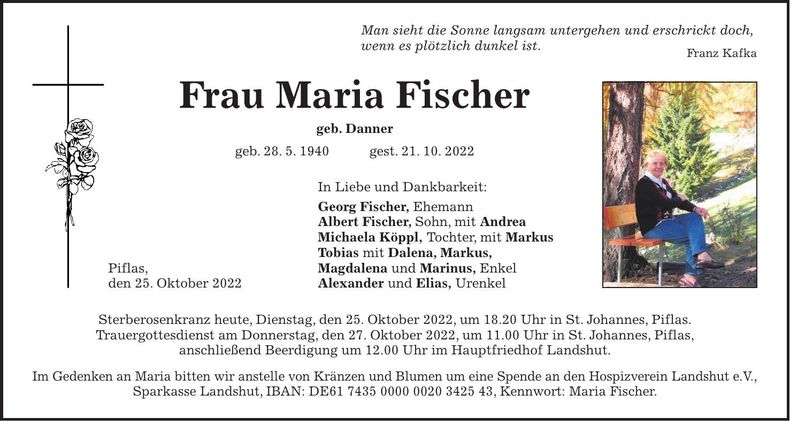 Traueranzeige Maria Fischer