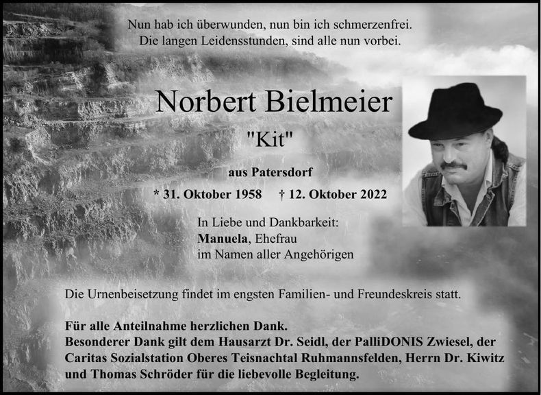 Traueranzeige Norbert Bielmeier