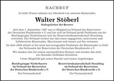 Traueranzeige Walter Stöberl