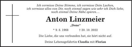 Traueranzeige Anton Linzmeier