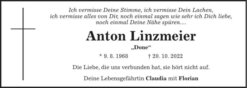 Traueranzeige Anton Linzmeier