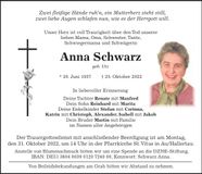 Traueranzeige Anna Schwarz