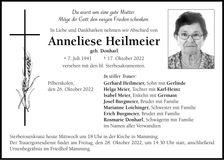Traueranzeige Anneliese Heilmeier