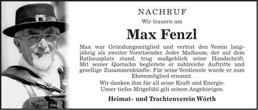 Traueranzeige Max Fenzl