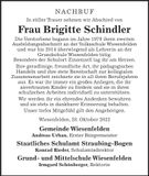 Traueranzeige Brigitte Schindler