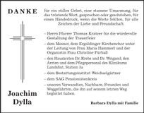 Traueranzeige Joachim Dylla