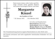 Traueranzeige Margarete Kinzel