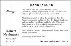 Traueranzeige Robert Neuhauser
