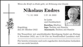 Traueranzeige Nikolaus Endres